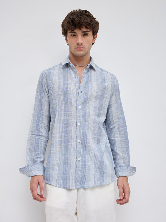 Blue & White Refined Multi Striped Shirt