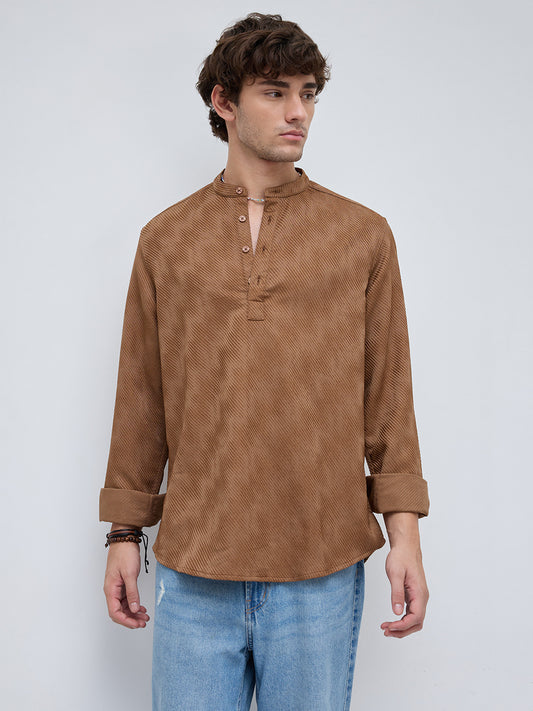 Desert Dune Diagonal Twill Textured Statement Kurta