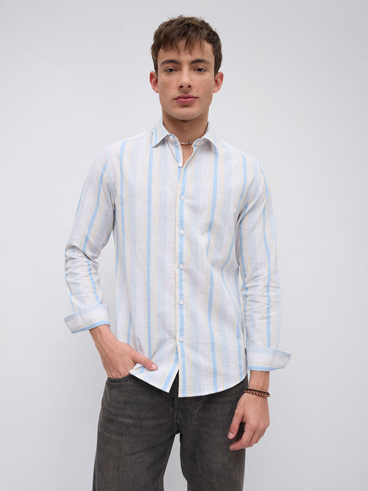 Blue Haze & Grey Vertical Stripe Shirt