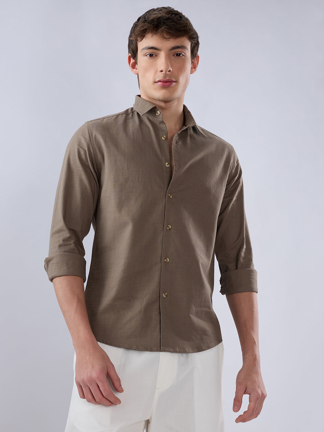 Solid Khaki Fine Weave Everyday Shirt