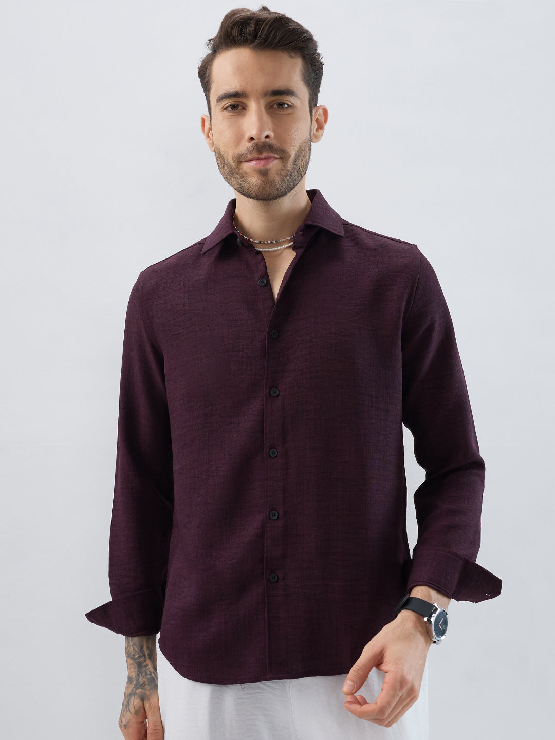 Rustic Charm Burnt Maroon Shirt