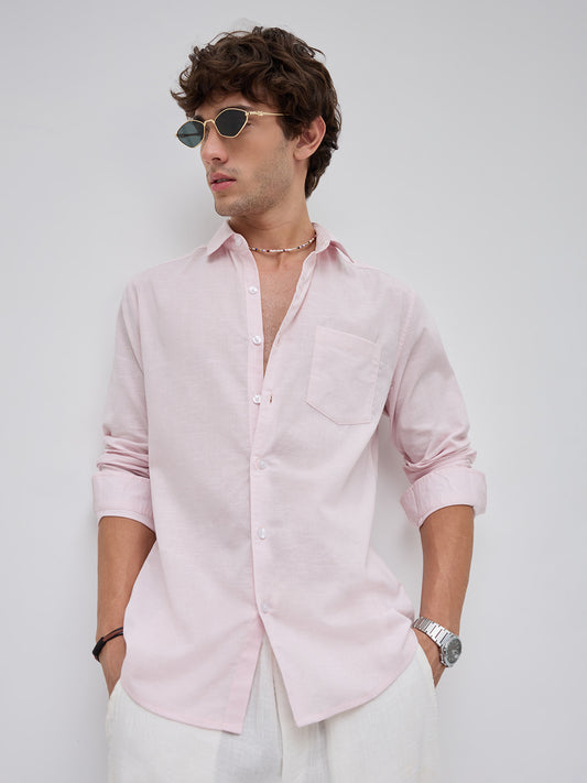 Trendy Lace Pink Fine Textured Shirt
