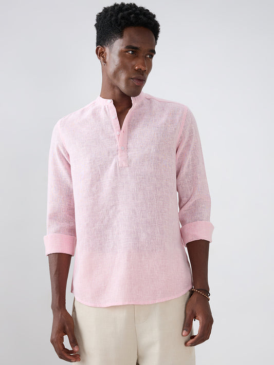 Blush Pink Slub Textured Vacation Kurta