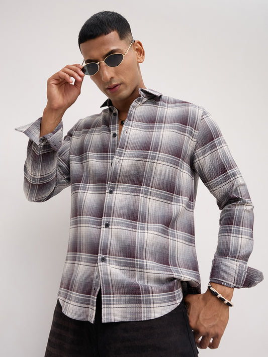 Steel Grey Multi Plaid Checks Shirt