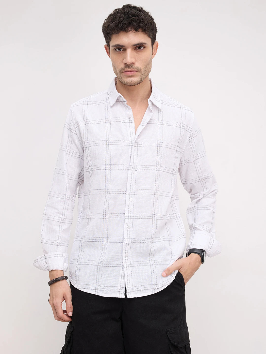 Whiteframe Contrast Chalkline Checked Shirt