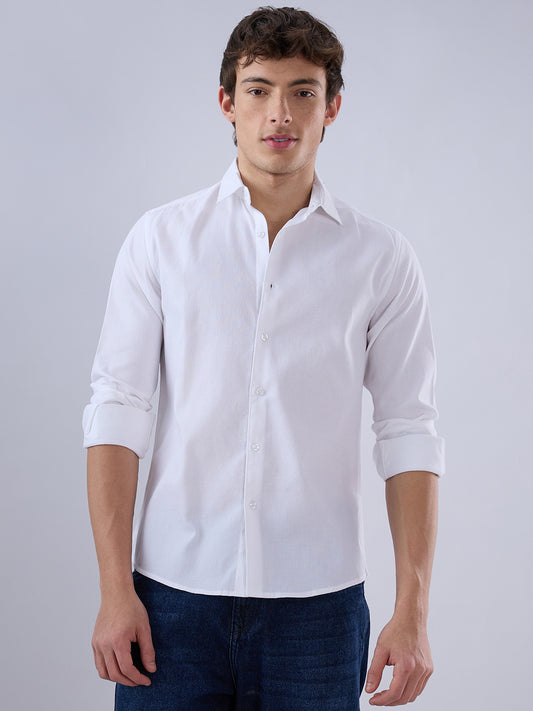 Snow White Minimal Textured Shirt