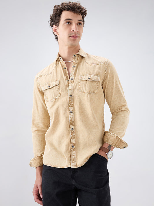 Desert Storm Vintage Acid Wash Double Pocket Shirt