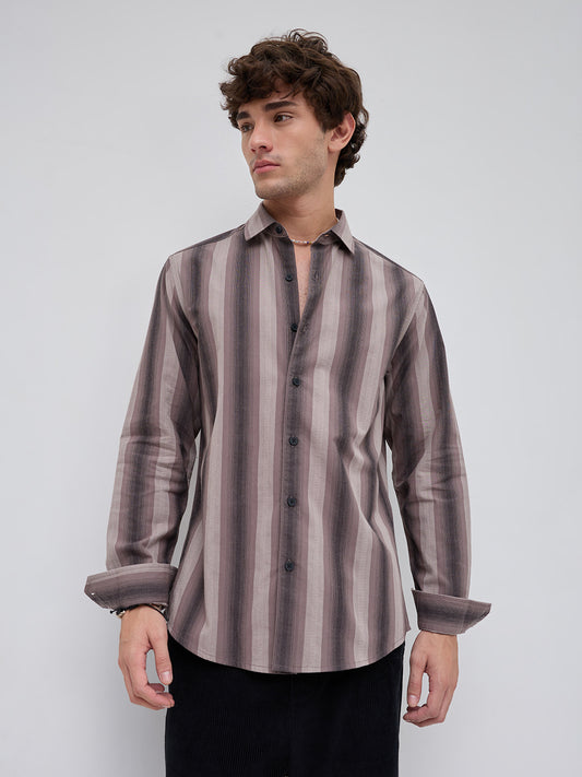 Smoky Brown Artisan Shadow Striped Shirt