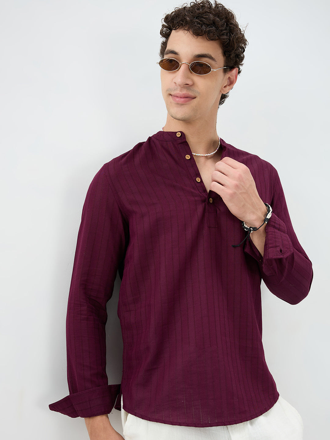 Wine Ladder Striped Evening Kurta