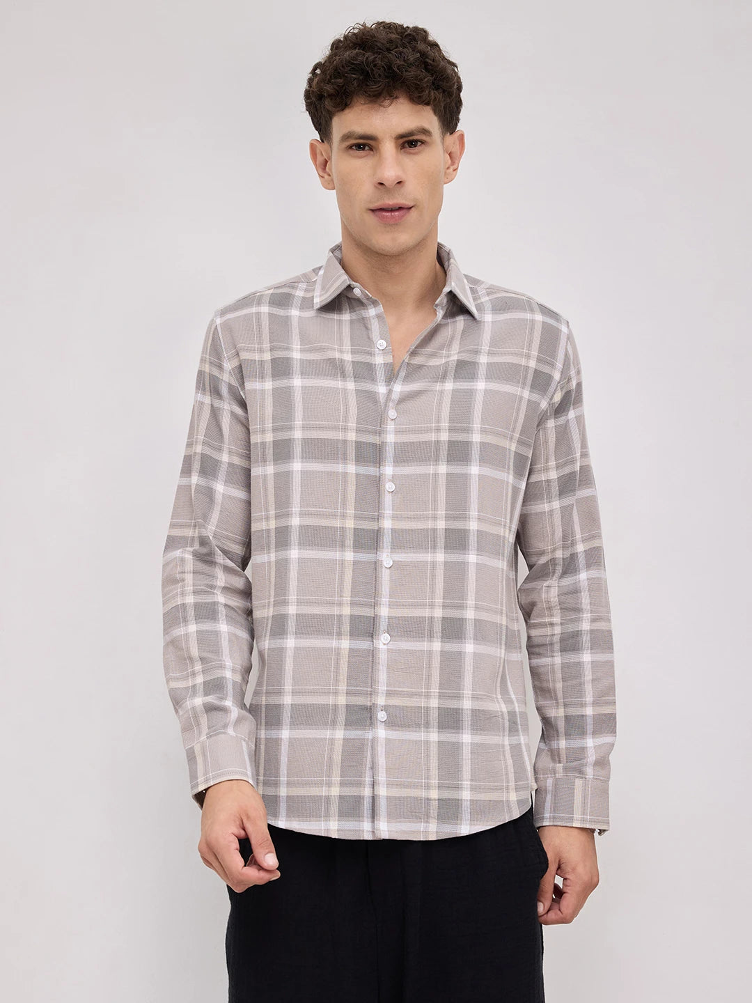 Classic Grey & White Plaid Checks Shirt