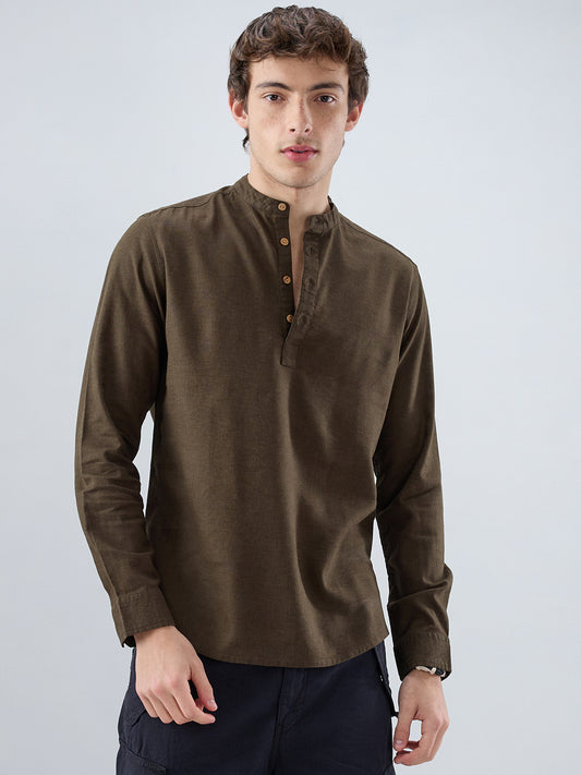 Premium Olive Green Linen Blend Kurta