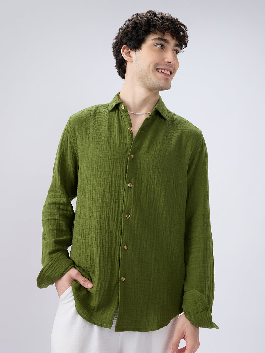 Olive Double Cloth Everyday Shirt