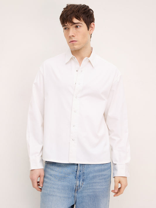 Luxe Arctic White Cord Crop Shirt