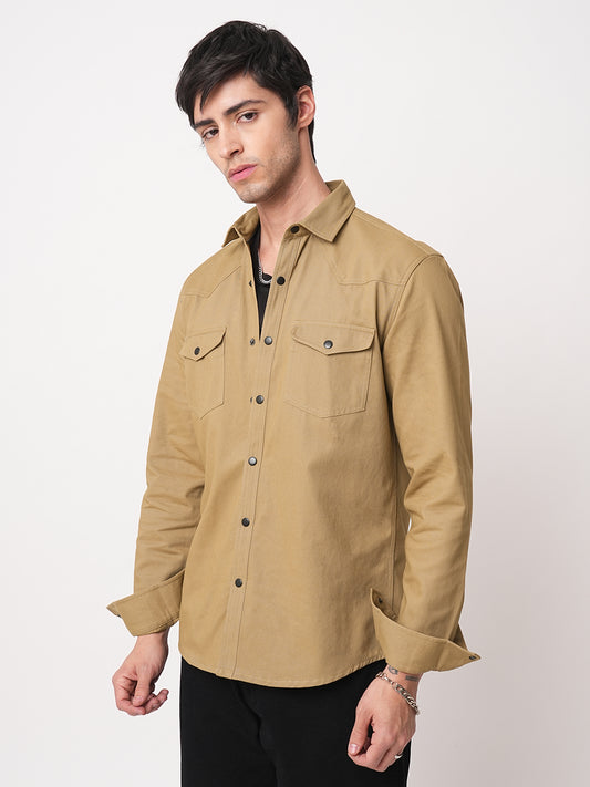 Khaki Double Flap Pocket Overshirt