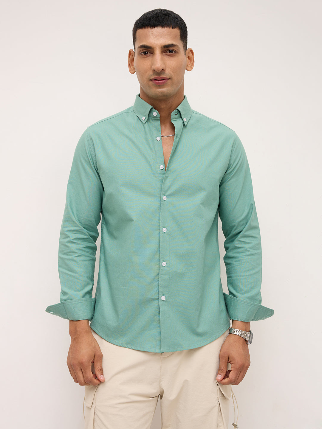 Seafoam Green Button-Down Collar Business Shirt