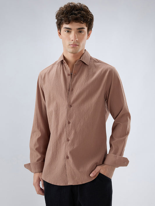 Elegant Apricot Textured Shirt