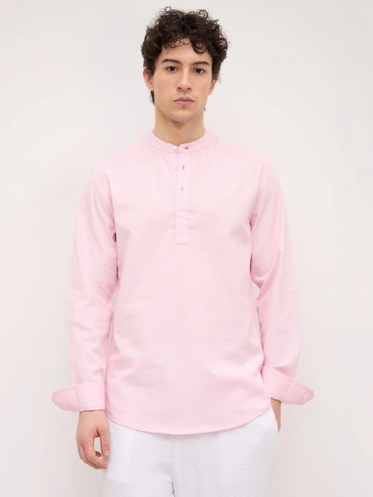 Soft Pink Micro Basket Weave Kurta
