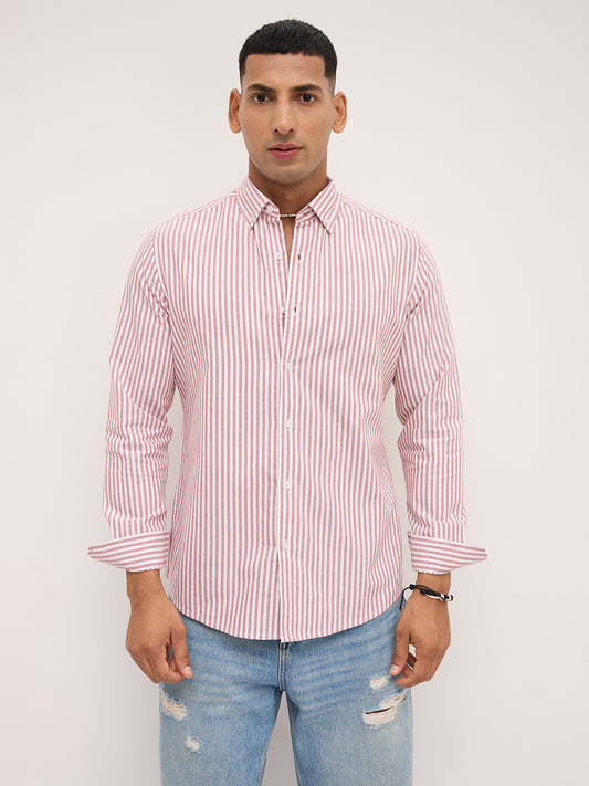 Red & White Candy Striped Oxford Button-Down Shirt