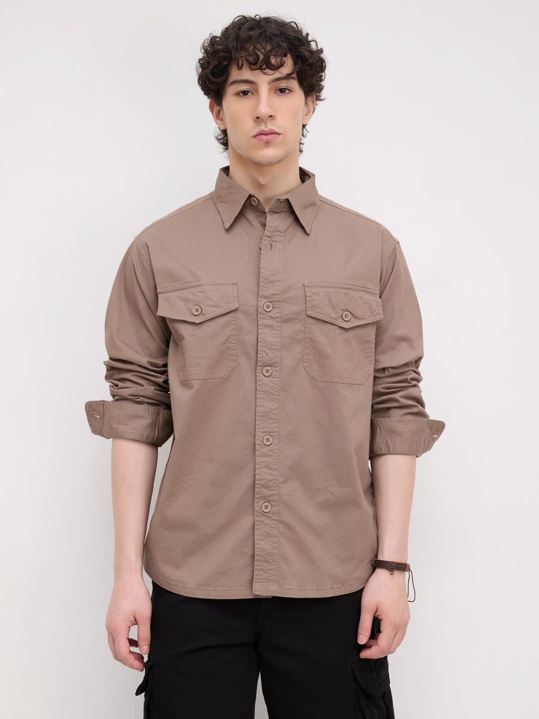 Peanut Brown Double Pocket Overshirt