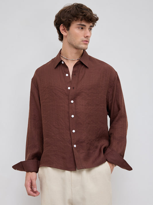 Lustre Bown Striped Boxy Fit Crop Shirt