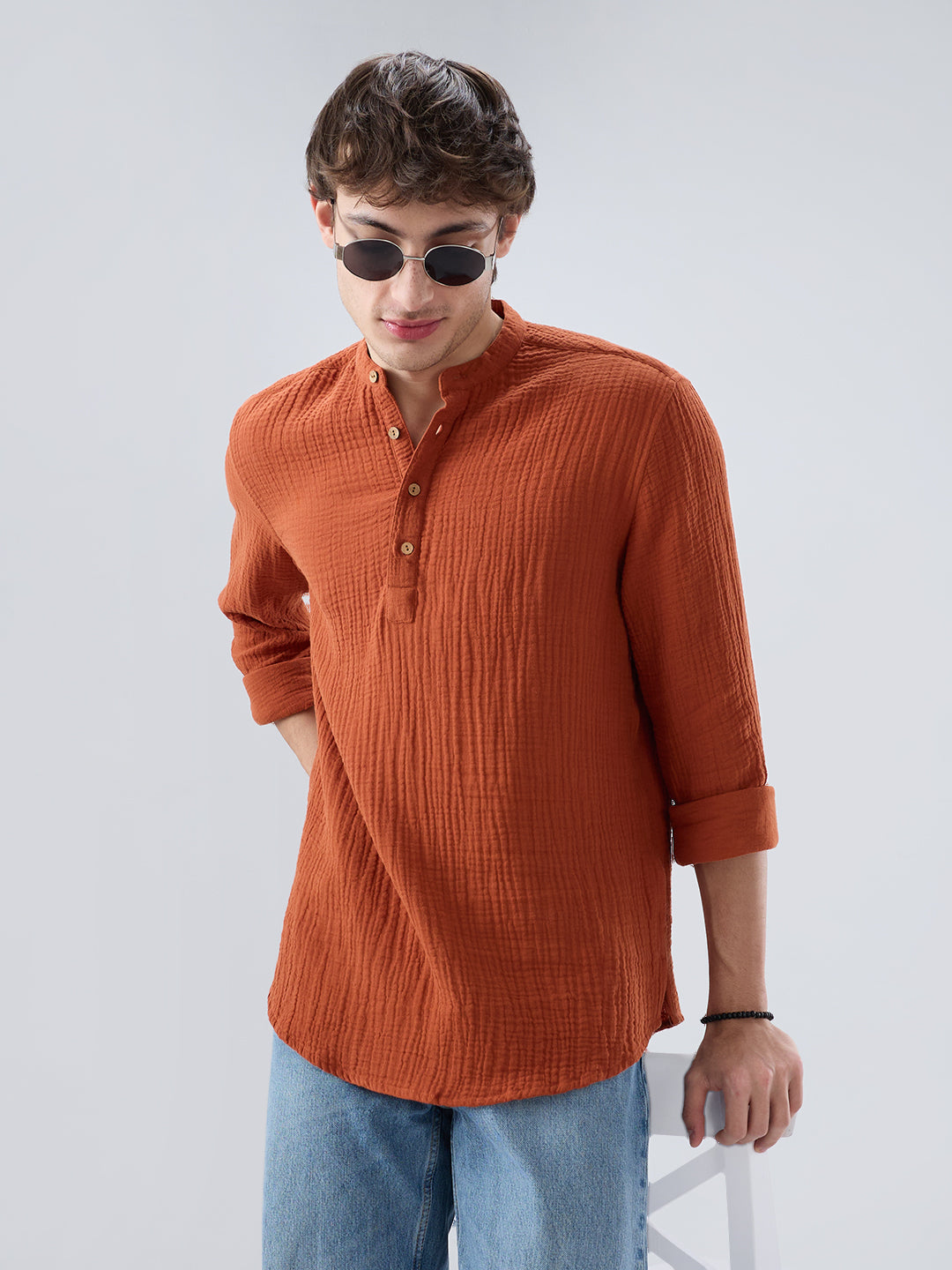 Timeless Rust Double Cloth Kurta