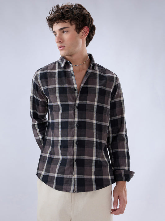 Nocturne Crest Luxe Plaid Black Shirt