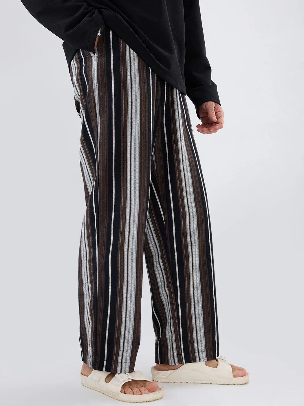 Classic Retro Contrast Striped Straight Fit Trousers