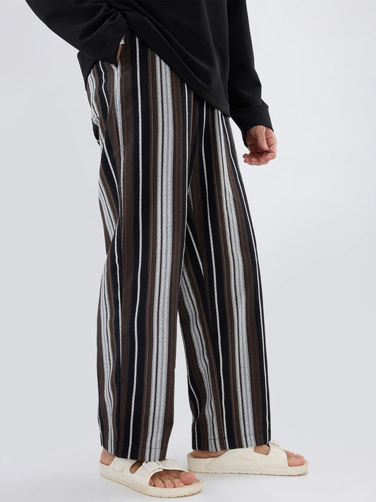 Classic Retro Contrast Striped Straight Fit Trousers