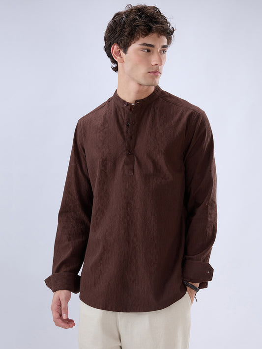 Chocolate Brown Subtle Textured Kurta