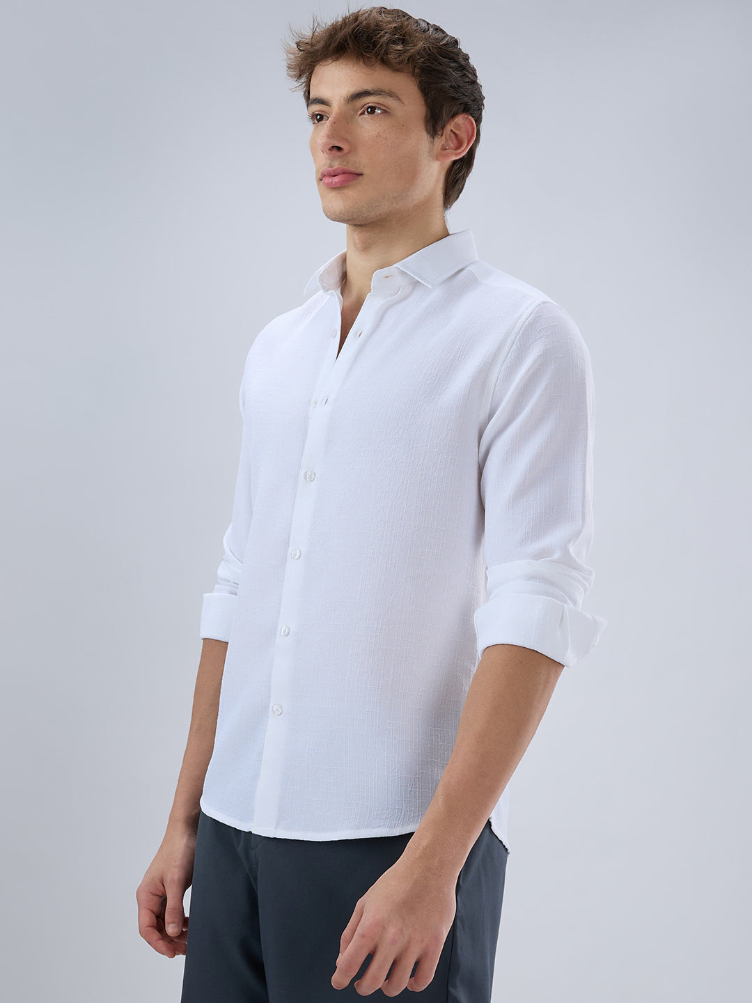 Classic White Slub Weave Shirt