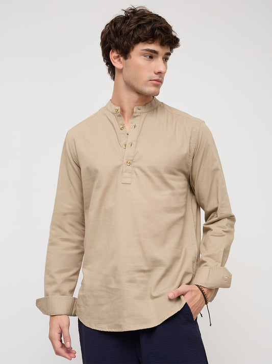 Solid Khaki Beige Everyday Kurta