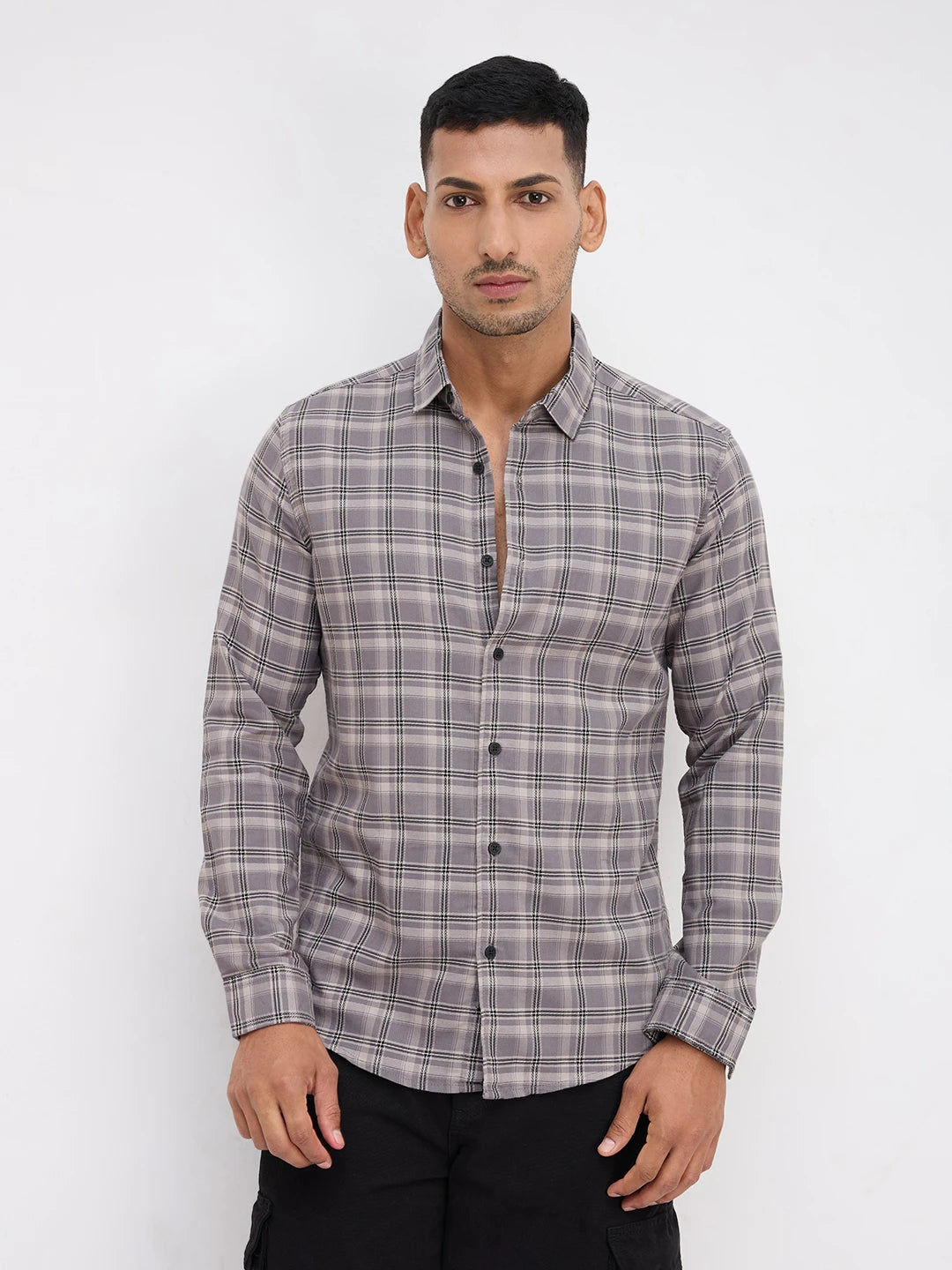 Smokey Ashline Monochrome Vibe Checked Shirt