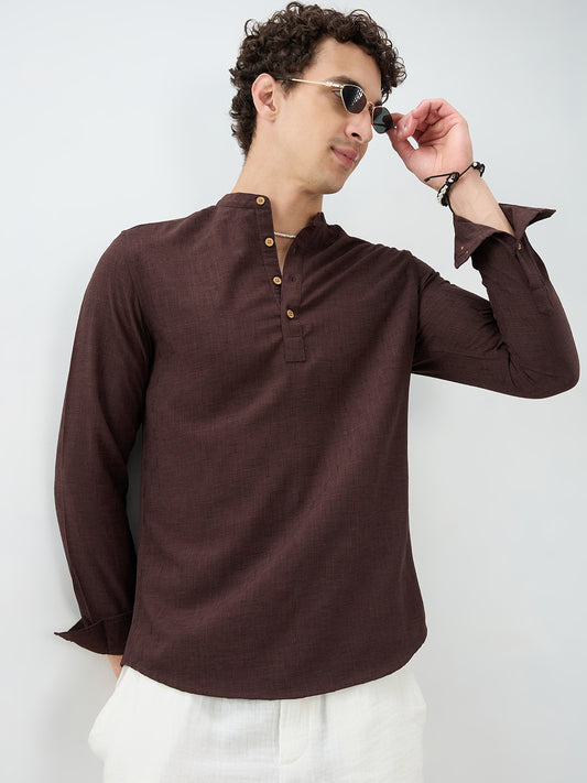 Chocolate Brown Minimal Textured Kurta
