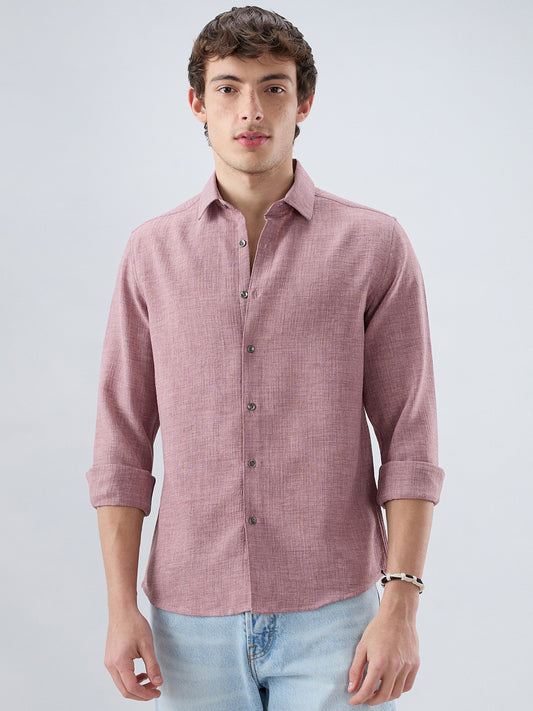 Dusty Mauve Refined Slub Textured Shirt
