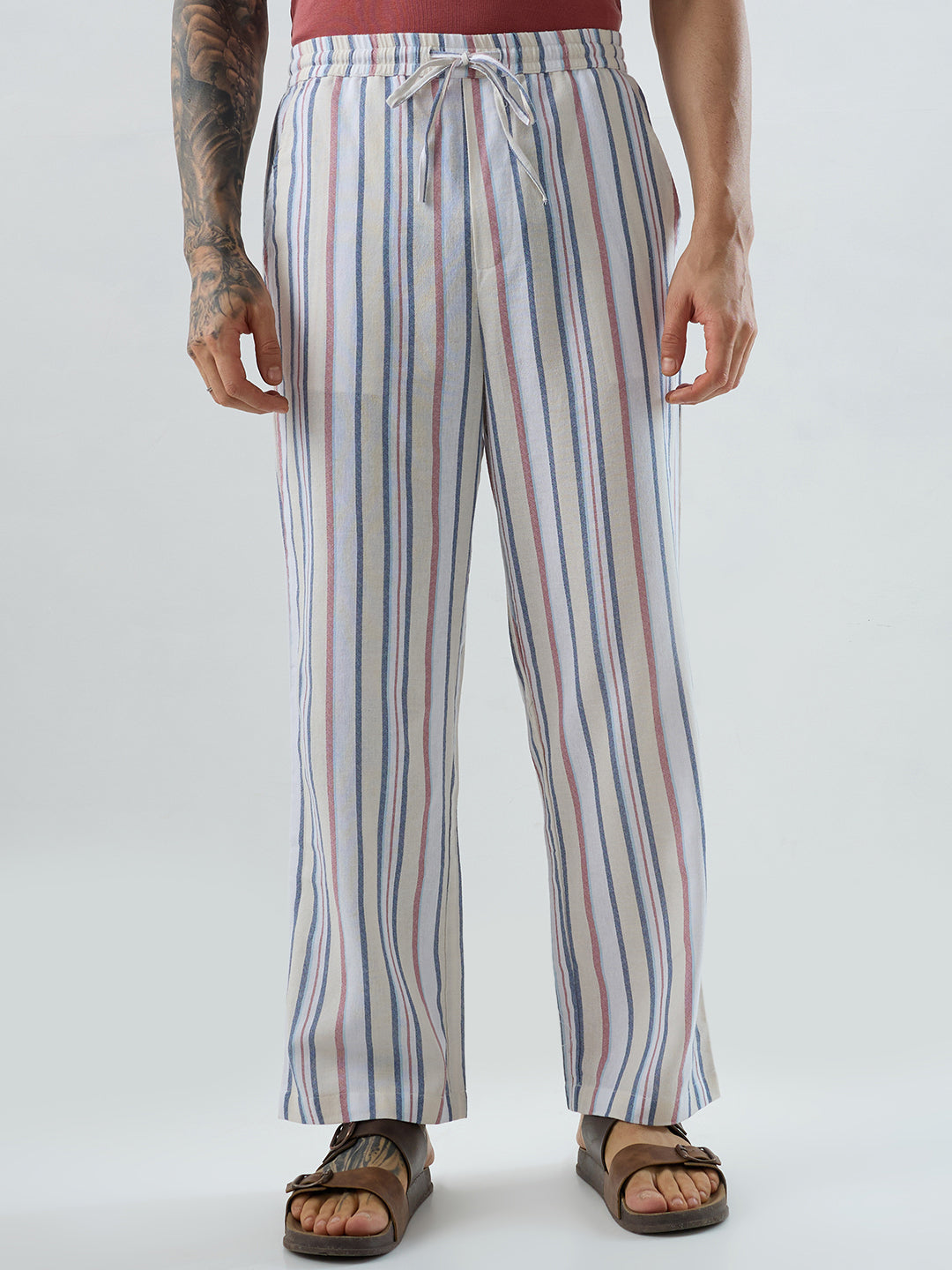 Coastal Breeze MultiStripe Straight-Fit Trousers