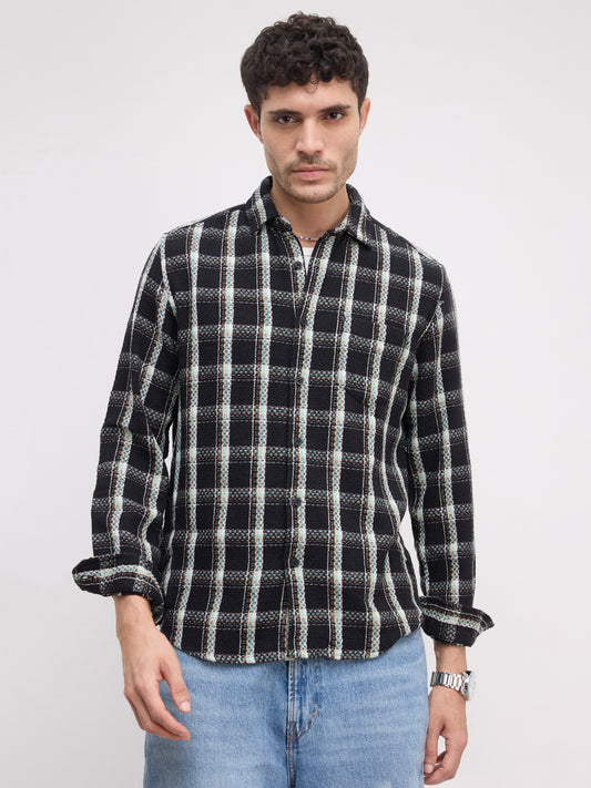 Black Cityscape Checks Shirt