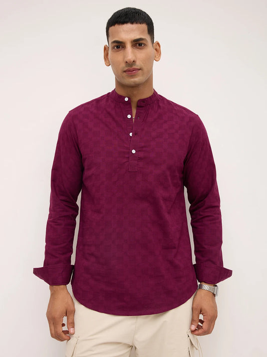 Maroon Sheer Box Weave Kurta