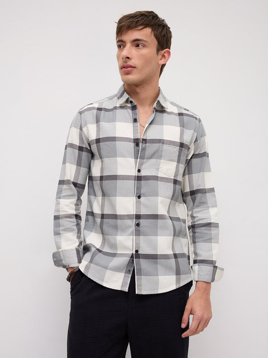 Moonmist Grey Statement Check Shirt