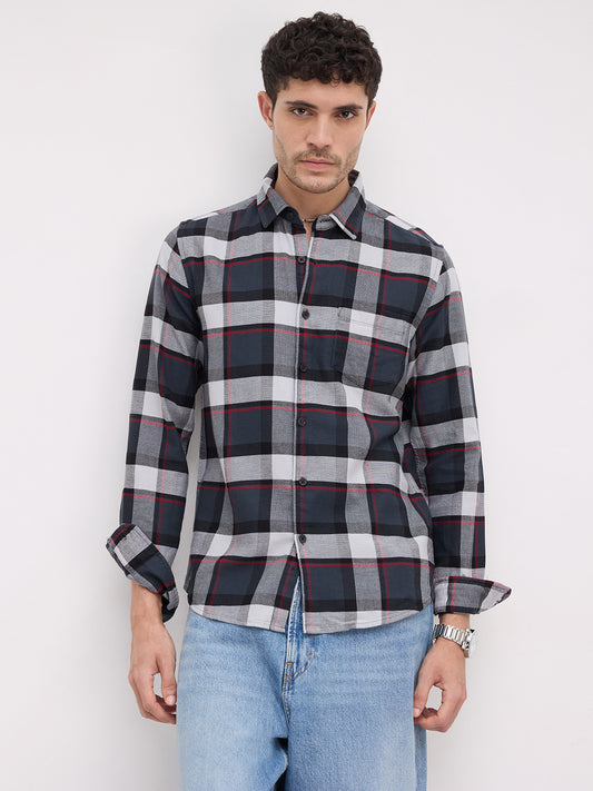 Urban Grey & Black Plaid Checks Shirt