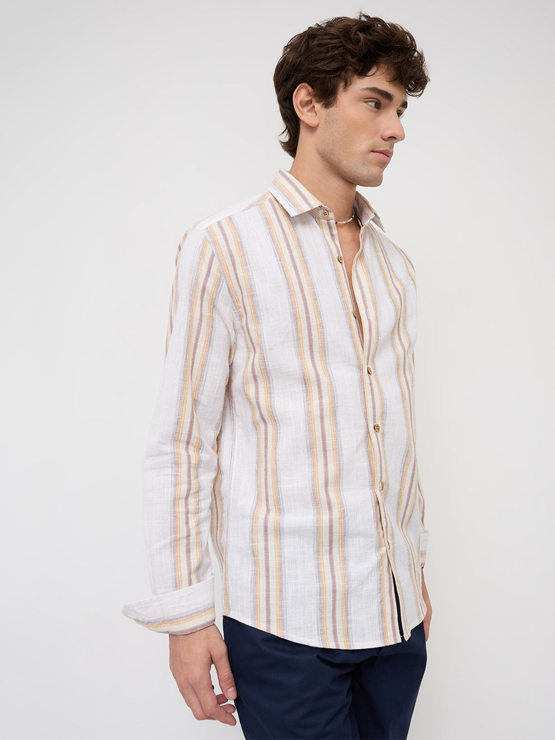 Sunwashed Multi Striped Slub Textured Shirt