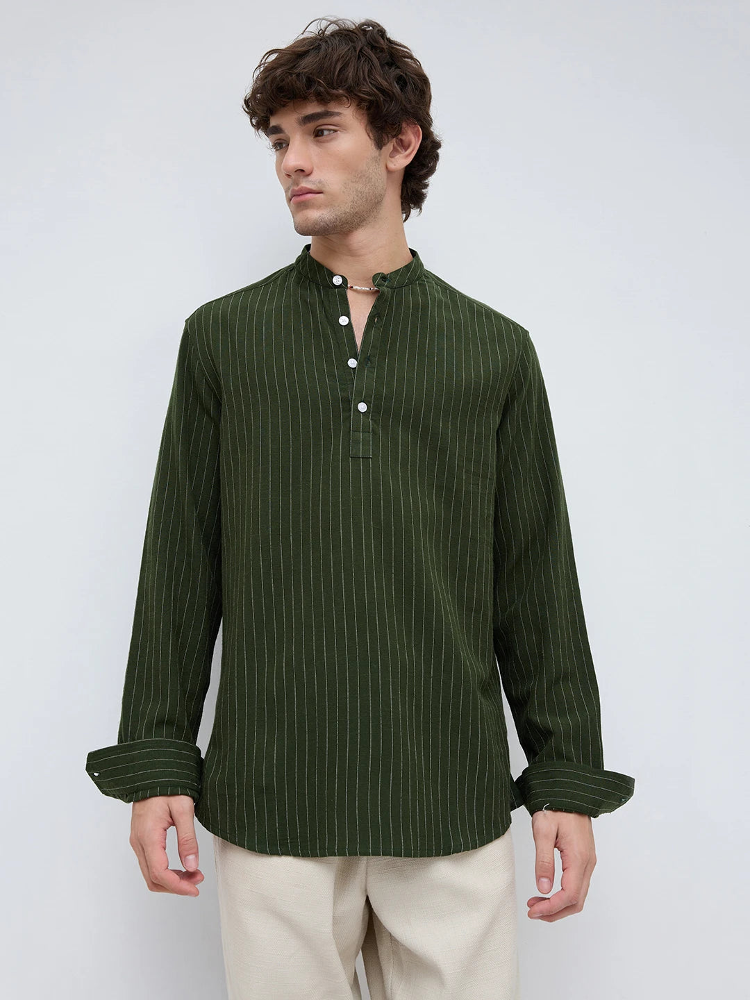 Forest Green Pinestripe Everyday Kurta