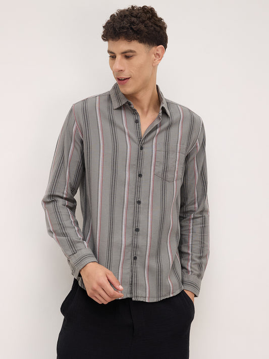Cityscape Grey and Red Stripe Shirt