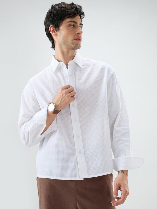 Cloud White Sheer Fine Weave Shirt
