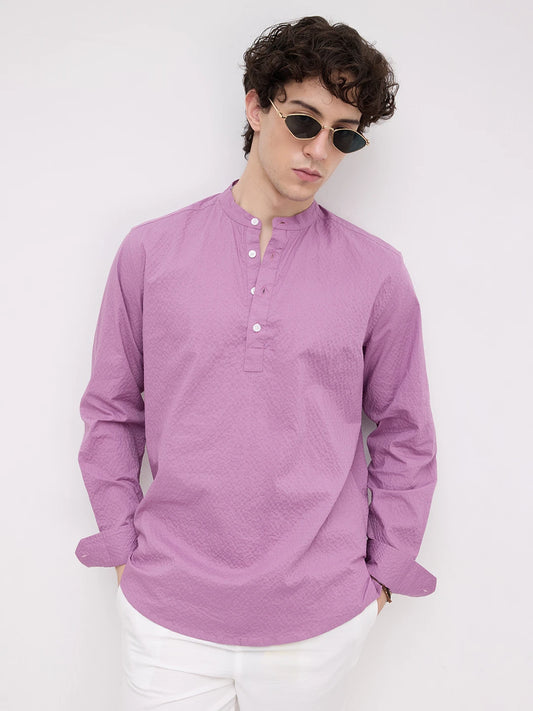 Crushed Fuchsia Pink Textured Kurta