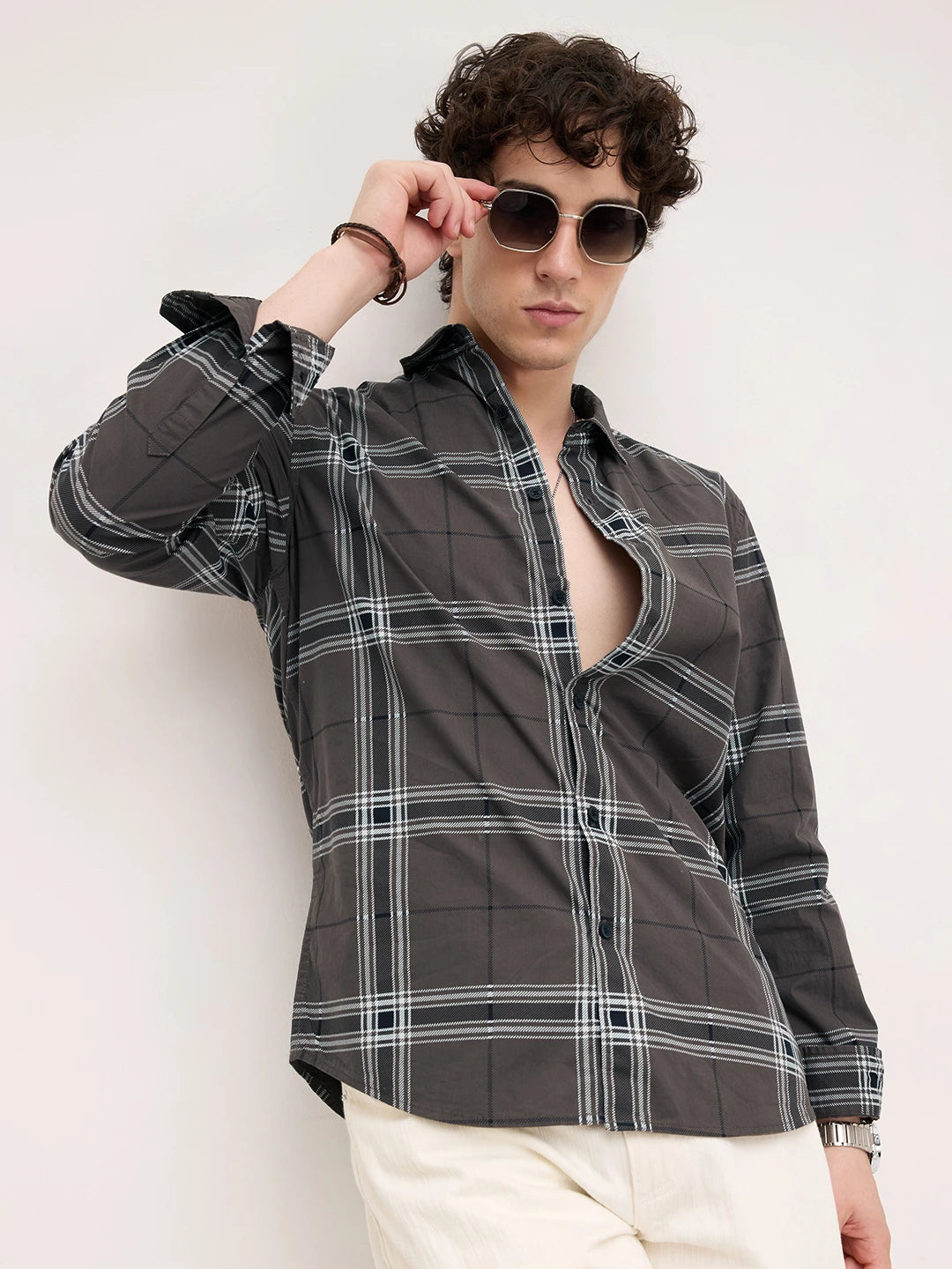 Ash Grey Everyday Plaid Checks Shirt