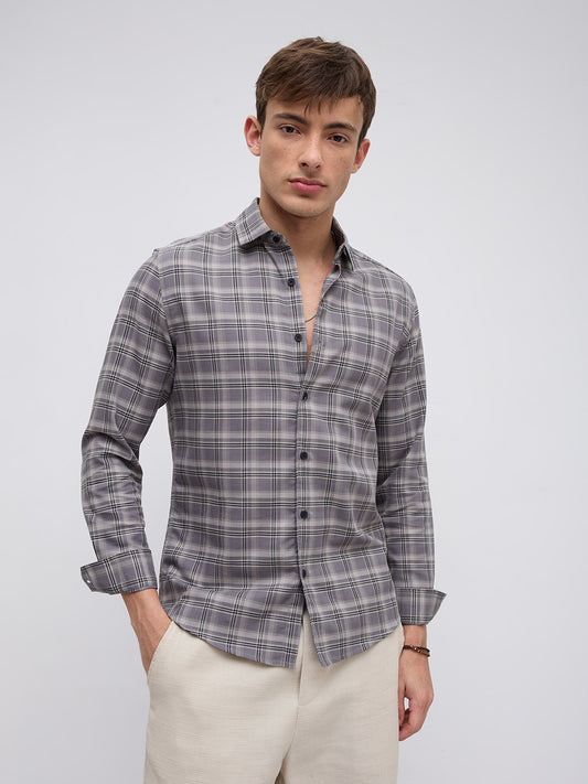 Smokey Ashline Monochrome Vibe Checked Shirt