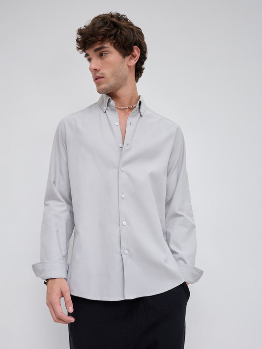 Mist Grey Oxford Clean Everyday Business Shirt