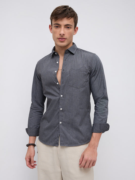 Charcoal Grey Textured Everday Shirt