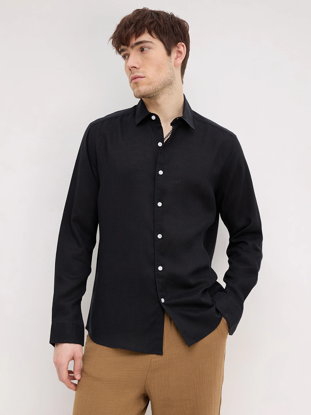 Luxe Jet Black Lyocell Shirt