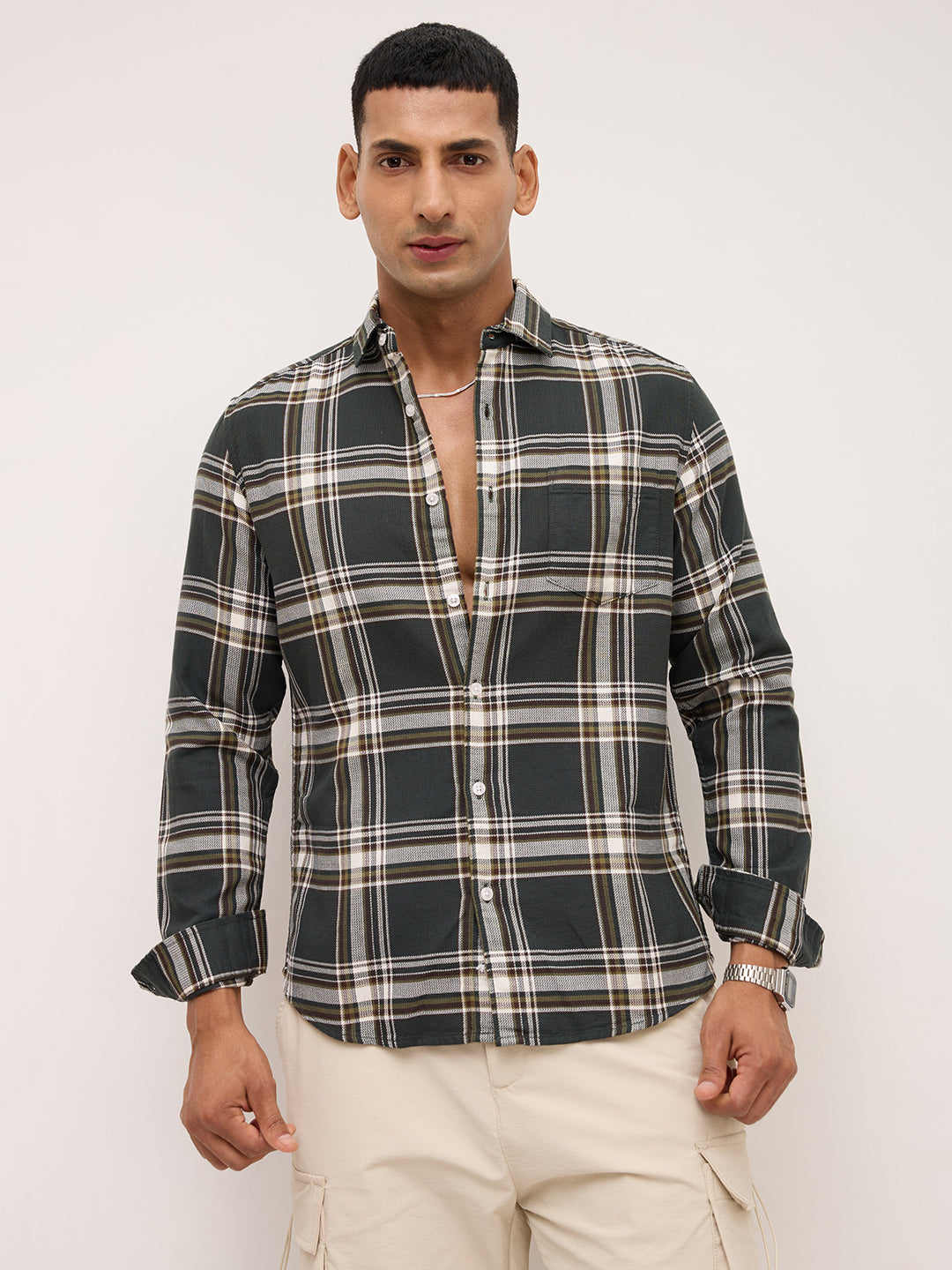 Emerald Green Statement Casual Check Shirt